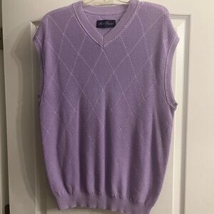 Alan Flusser Lavender V-Neck Diamond Knit Sweater Vest